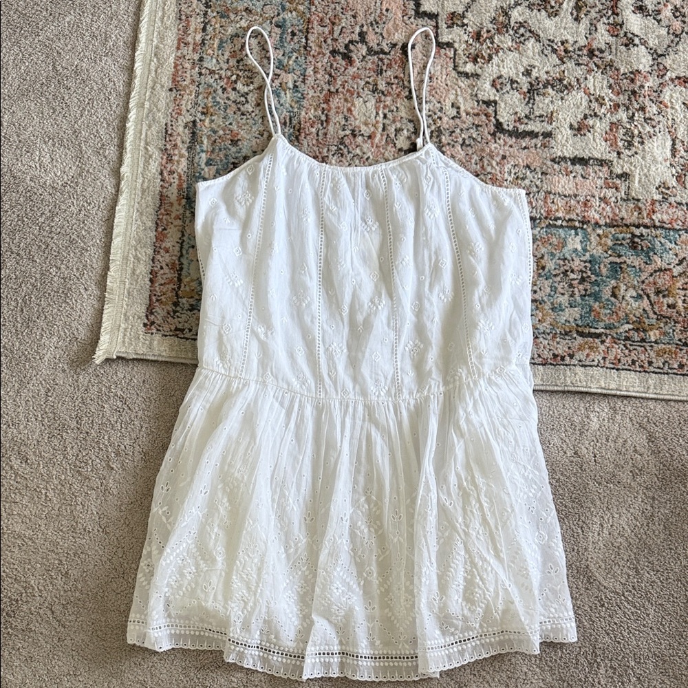 NEW- Unsubscribed 100% Cotton White Embroidered Dress